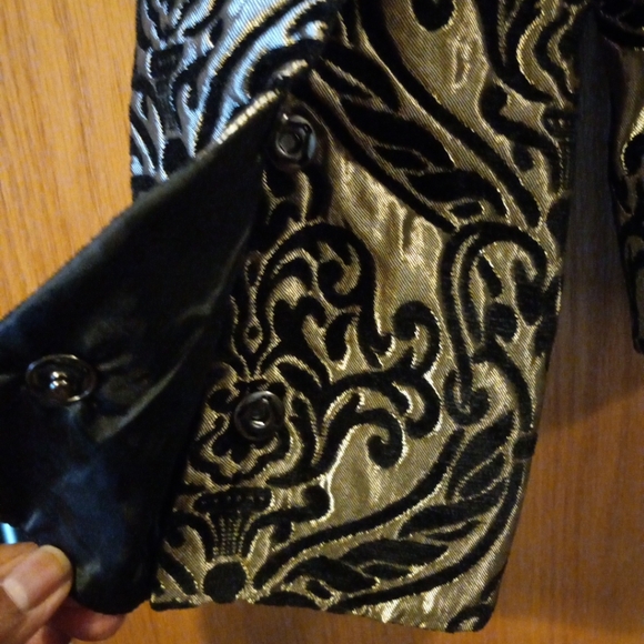 vintage newport news blazer metallic & black 26 long 20 armpit sz 14 snap closur - Picture 4 of 7